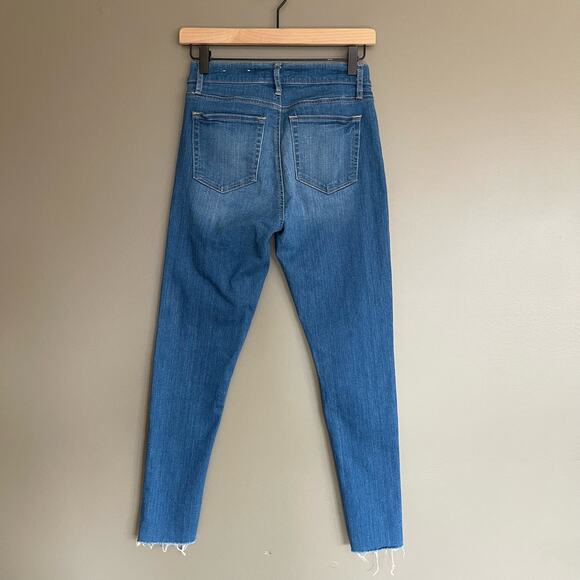 LOFT Skinny Jeans in Bright Mid Vintage Wash Mid Rise Chewed‎ Hem Blue Size 0/25 - Picture 10 of 16